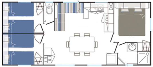 plan du mobil-home 35 m²